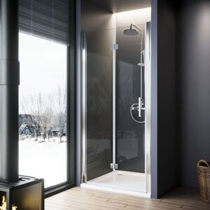 800mm Folding Shower Screen Cubicle 6mm Tempered Glass Bi Fold Wetroom Shower Enclosure with Shower Base Tray 900x800mm and Waste Trap - Elegant