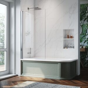 Elegant - Bright Silver 180 Degree Pivot Panel Bath Screen 800x1400mm Tempered Glass Panel