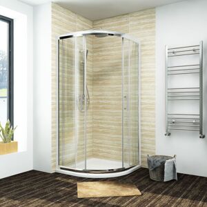 Quadrant Shower Cabin 800 x 800 mm Framed Corner Bathroom Sliding Shower Door with Base Tray and Free Waste Trap - Elegant