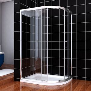 Quadrant Shower Door 1000x800mm Safety Glass Wet Room Shower Cabin with 1000x800mm Right Shower Tray and Waste Trap - Elegant
