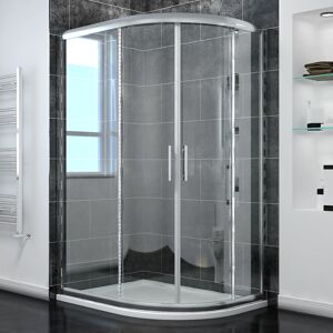 Quadrant Shower Enclosure 6mm Tempered Sliding Glass Cubicle Door 1000 x 800 mm with Tray, Right - Elegant