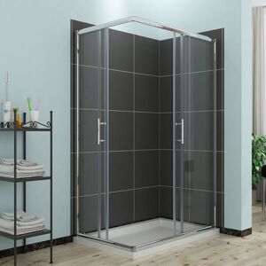 Reversible Sliding Corner Entry Shower Enclosure Door Cubicle with Tray and Riser Kit 1000 x 800 mm - Elegant