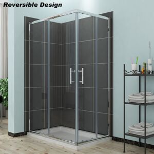 1200 x 800 mm Sliding Shower Door and Screen 6mm Safety Tempered Glass Corner Entry Shower Enclosure with Tray and Riser Kit - Elegant