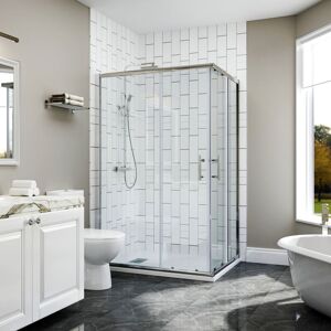 1200x900mm Elegant Sliding Shower Door Enclosure Corner Entry Cabin 6mm Extra Toughened Safety Glass with Rectangular smc Tray and Waste Trap