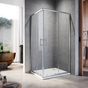 1000x800mm Elegant Sliding Shower Door Enclosure Corner Entry Cabin 6mm Extra Toughened Safety Glass with Rectangular smc Tray and Waste Trap