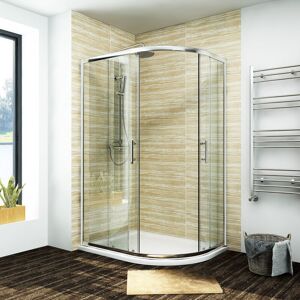 Sliding Shower Door Corner Entry Cubicle 1000x800mm Right Quadrant Shower Enclosure with Tray and Waste Trap - Elegant