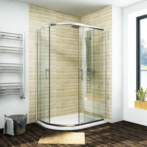Sliding Shower Door Corner Entry Cubicle 900x800mm Left Quadrant Shower Enclosure with Tray and Waste Trap - Elegant
