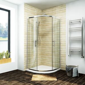 Sliding Shower Door Corner Entry Cubicle 900x900mm Quadrant Shower Enclosure with Tray and Waste Trap - Elegant