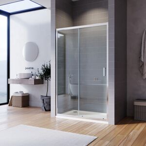 Sliding Shower Enclosure 6mm Toughened Glass Bathroom Panel Reversible Shower Door 1000x900mm with Tray - Elegant
