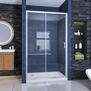 Sliding Shower Enclosure 6mm Toughened Glass Bathroom Smooth Screen Panel Reversible Shower Cubicle 1100mm - Elegant