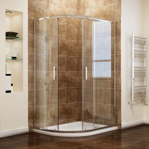 Walk in Corner Left Quadrant Shower Screen 900x800mm 6mm Nano Glass Sliding Shower Cabicle with Tray and Waste Trap - Elegant
