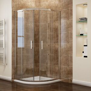 ELEGANT Walk in Corner Quadrant Shower Enclosure 900x900mm 6mm Nano Glass Sliding Wet Room with Tray and Waste Trap