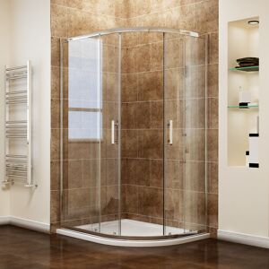 Walk in Corner Right Quadrant Shower Cabin 1000x800mm 6mm Nano Glass Sliding Shower Screen with Tray and Waste Trap - Elegant