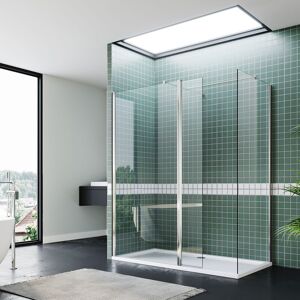 Walk in Shower Enclosure 1000mm Shower Door with 300mm Flipper Panel 800mm Side Panel Shower Screen 1700x800mm Tray and Waste Trap - Elegant
