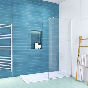 Walk in Shower Enclosure 1100mm Waterproof Shower Screen 8mm Easy Clean Glass Shower Panel 1700x900mm Shower Base Tray + Waste Trap Cover - Elegant