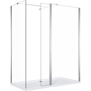 Walk in Wet Room 1100mm Shower Door 760mm Shower Screen 300mm Shower Flipper Panel Bathroom Corner Entry Cubicle Shower Enclosure - Elegant
