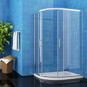 Waterproof Sliding Shower Screen 6mm Easy Clean Left Quadrant Shower Cabin 900x800mm with Tray and Waste Trap - Elegant