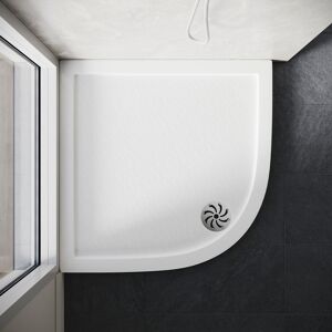 800x800mm Elegant Quadrant Shower Tray smc Anti-slip Shower Enclosure Base with Stainless Steel Drain Cover, White