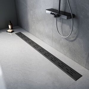 Emke - 2-in-1 Tile Insert Linear Floor Shower Drain with High Flow Capacity Odor Stop and Hair Strainer, 900mm Matte Black