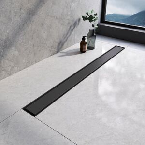 Emke - High Flow Capacity Channel Drain Stainless Steel Floor Drain Suitable for Use in Bathrooms, Toilets, 800mm Matte Black
