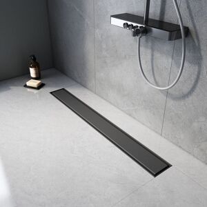 Emke - Shower Drain Insert Linear Stainless Steel Shower Drain with High Flow Capacity Odor Stop and Hair Strainer, 600mm Matte Black