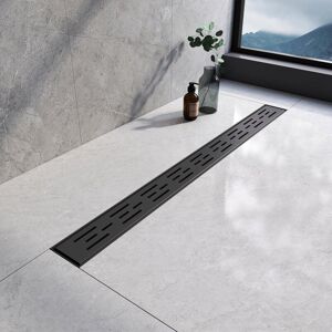 Emke - Shower Drain Removable Stainless Steel Shower Linear Drain for Bathroom, 800mm Matte Black