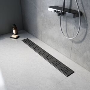 Emke - Stainless Steel Floor Drain Tile Insert Shower Linear Drain, 2 in 1 Shower Drain Suitable for Bathrooms, Toilets, 600mm Matte Black
