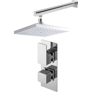 Empire Concealed Square Twin Valve, Arm & Head Shower Bundle Set - Chrome - Balterley