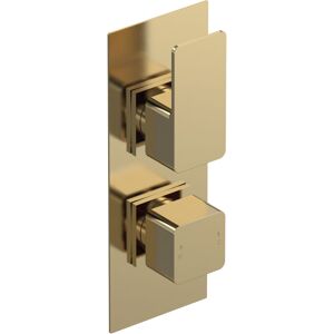 Balterley - Empire Contemporary Bathroom Concealed Square Twin Thermostatic Shower Valve, 215mm, Brushed Brass