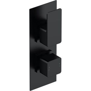 Balterley - Empire Contemporary Bathroom Concealed Square Twin Thermostatic Shower Valve with Diverter, 215mm, Matt Black