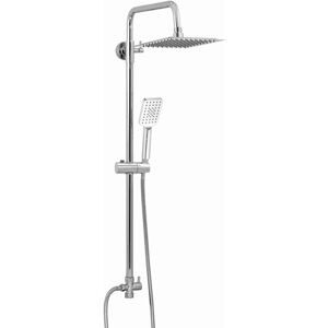 ENKI Carre Ultra Slim Shower Riser Kit Square Rain Overhead Shower Head Chrome