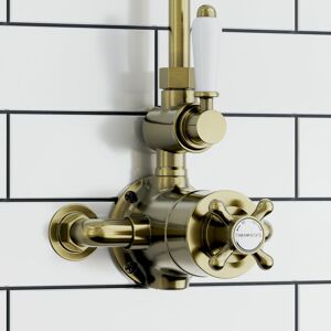 Enki - Downton Twin Shower Valve Top Outlet Antique Bronze T93