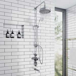 ENKI Downton Triple Valve Shower 3-Outlet Chrome White 200mm