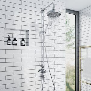ENKI Downton Triple Shower Valve 2-Outlet Brass Chrome 200mm