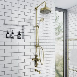 Enki - Downton Triple Valve Shower Set Antique Bronze 200mm