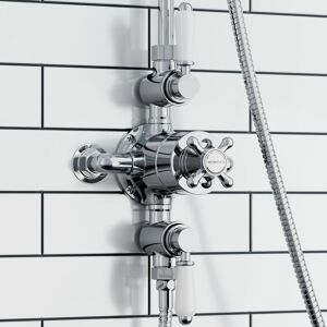 ENKI Downton Triple Shower Valve 2-Outlet Chrome White