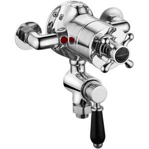 Enki - Downton Twin Shower Valve Bottom Outlet Chrome Black 1/2'