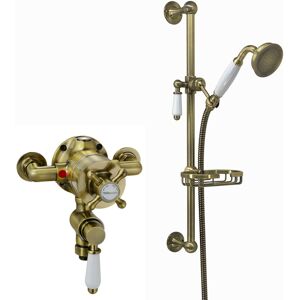 Enki - Downton Twin Shower Valve Slider Rail Kit Antique Bronze