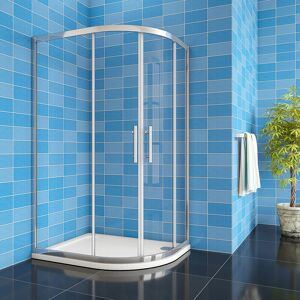 AICA SANITAIRE 1200x800x1900mm Chrome Offset Cubicle Quadrant Shower Enclosure + 1200x800mm right entry shower tray waste + Riser Kit and Plinth