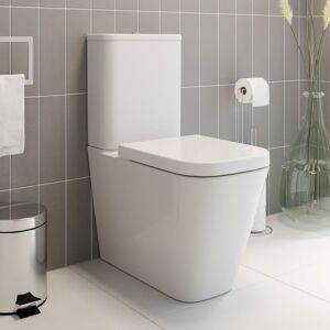 AQUARI Close Coupled Bathroom Toilet White Ceramic wc 345mm Square Pan with Soft Close Seat