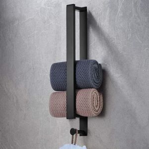 LINGHHANG FANG Bathroom Towel Rack, Self-Adhesive Wall Mounted Towel Holder, Towel Bar 304 Stainless Steel, for Bathroom Kitchen 40CM (Black)