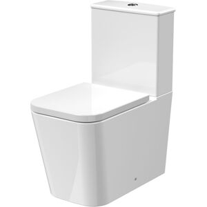 BALTERLEY Rimless Flush to Wall Toilet Pan, Cistern & Soft Close Seat - 792mm x 385mm x 623mm