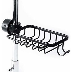 Cyslmuk - Faucet Sponge Holder with Hook, Upgraded Black Aluminum Basket, Kitchen Sink Storage Rack, Shower Caddy or Shampoo Holder