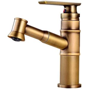Ymyny - faucet, vintage bathroom faucet pull out, single handle with pull out shower bar, mixer tap, basin faucet, sink faucet, high spout, brass mumu
