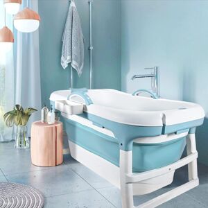 Fimous - Foldable Adult Bathtub Body Spa Freestanding Soaking Tub Non-Slip Bathing Shower for Bathroom Blue