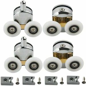 YMYNY Fliti Set of 4 Double Rollers - for Sliding Shower Door, 2 23mm Diameter Wheels for Bathroom Zinc Alloy, Replacement Rollers for Sliding Shower Door