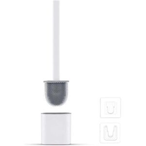 YMYNY Fliti Silicone Toilet Brush Plate - Toilet Brush and Holder, Drip-Free, Antibacterial, Ventilated Toilet Brush, Odorless, Quick-Drying, Wall/Floor