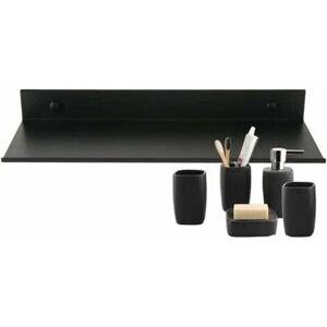 GOTRAYS Floating Wall Shelf Bathroom Rectangular Matte Aluminum Shelf Ultra-Thin Sturdy Wall Shelf Stylish Wall Mounted Storage Rack for Cosmetics Black