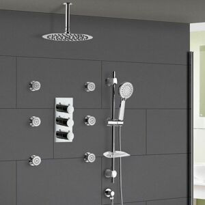 Nes Home - Flora 3 Dial 3 Way Round Set - Slim Shower Head, Handset & Body Jets