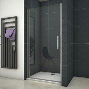 AICA SANITAIRE H.1850mm Frameless Pivot Shower Door Enclosure 760mm Door Walk in Tempered Clear Glass with 760x760mm Tray Waste